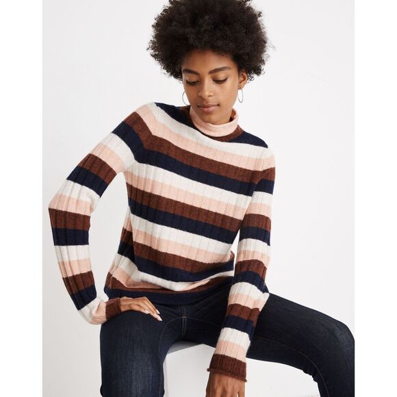 Madewell Sweaters - Madewell Women's Striped Evercrest Turtleneck Sweater - Small